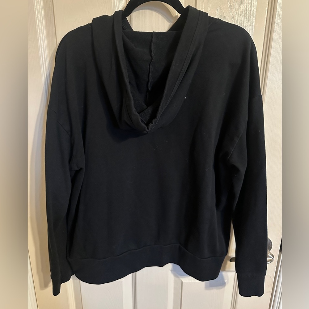 Victoria's Secret Lightweight Pullover Hoodie Logo Sweatshirt, Black w Pink, XL - Picture 7 of 8
